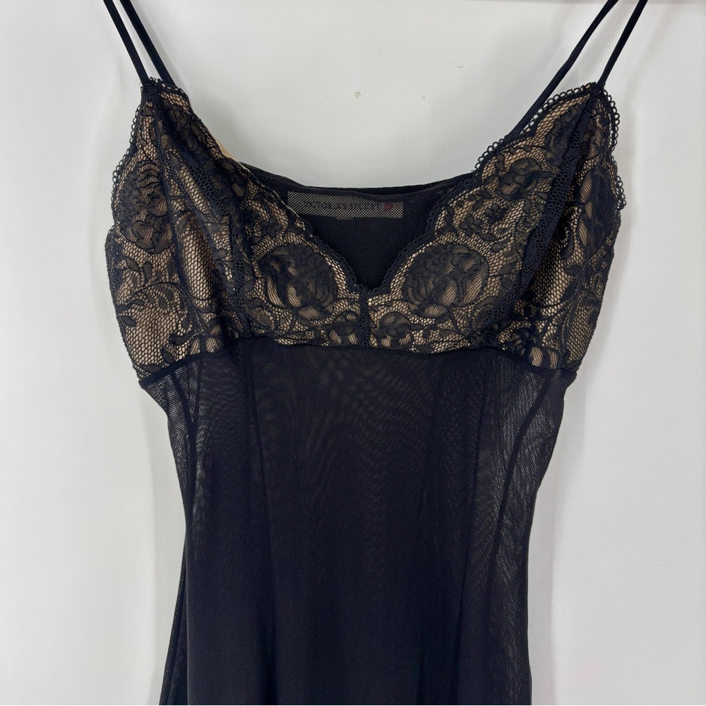Vintage Victoria’s Secret Midi Slip Dress Babydoll Mesh Lace Sheer Lingerie Y2K